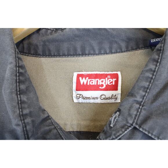 Wrangler Cowboy Western Shirt Men's 2XL Style Double Pocket Gray Thick Sleeve - Picture 2 of 4